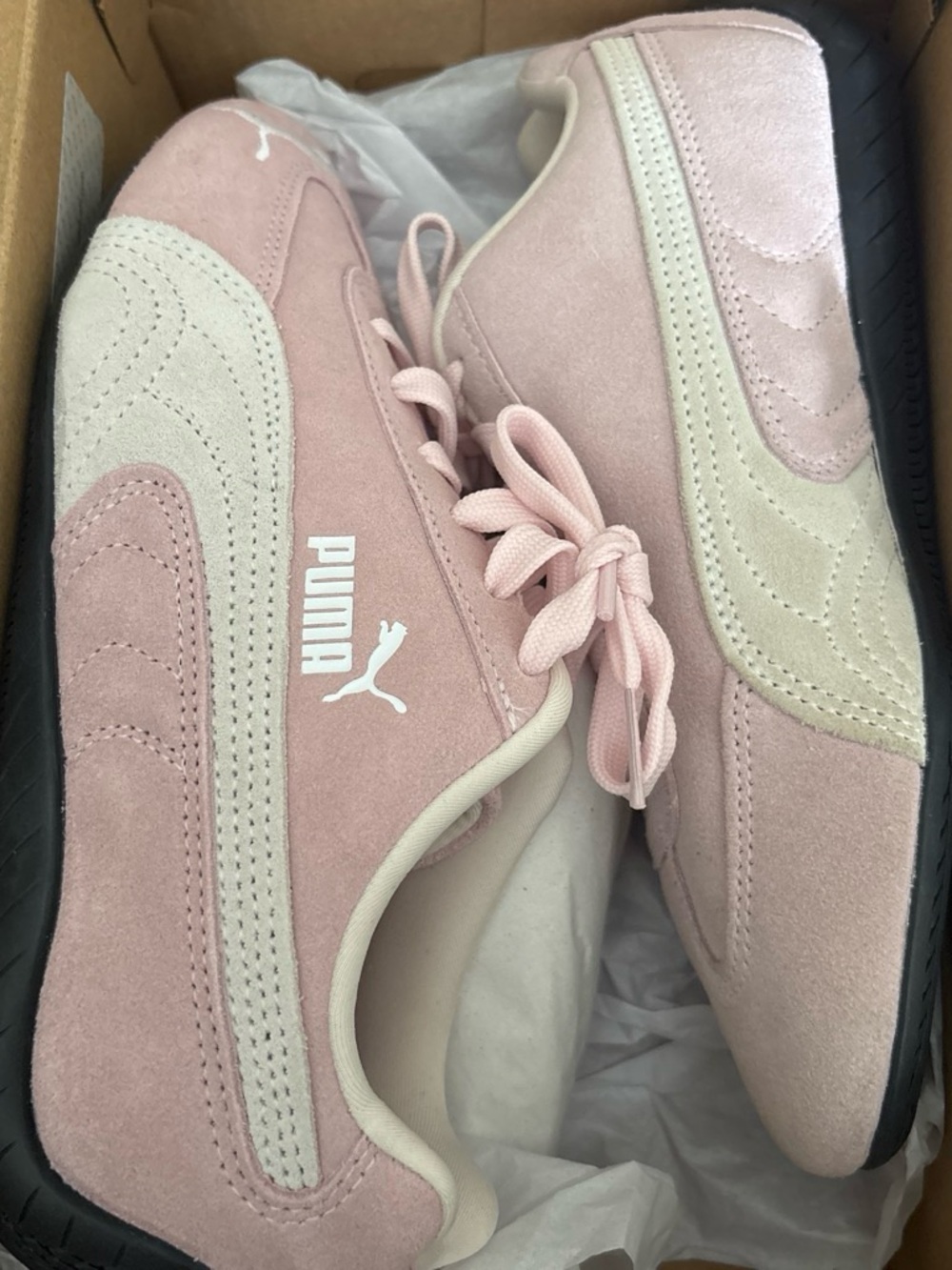Puma Women's Blush Pink Suede Sneakers with Cream Accents
